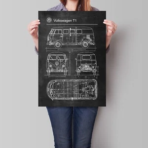 Volkswagen T1 Car Poster Retro Patent Blueprint Art Print - Picture 1 of 5