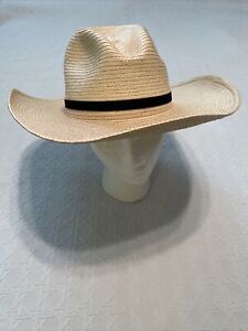Palm Leaf Cowboy Hat Tom Mix Style 7 7/8 XL Guatemala Texas Straw 4” Brim