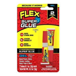 Flex Super Glue Gel, (2) 3 Gram Tubes, Clear, Instant Bond, Quick Dry - Picture 1 of 13