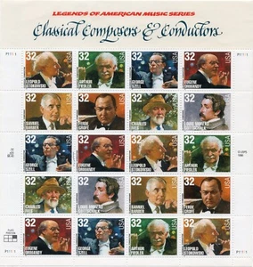 Scott #3165a Classical Composers & Conductors Sheet of 20 Stamps - MNH - Picture 1 of 2