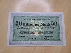 50 Billionen Mark Düsseldorf Notgeldschein Inflationsgeld Deutschland - Bild 1 von 9