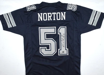 Camiseta deportiva Ken Norton Jr. autografiada azul estilo profesional - Prova *negra Foto 1 de 3