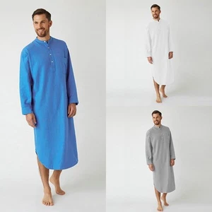 M-3XL Ihram Muslim Men Full Length Short Sleeve Jubba Thobe Islamic Jubba Kaftan - Picture 1 of 14