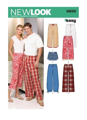 NEW LOOK 6859 MISSES' & MEN'S PYJAMAS & SHORTS sewing pattern - Sizes XS - XL - Image 1 of 4
