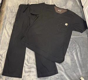Carhartt Scrub Set Mens M Shirt S Pants (33 Waist) Short Sleeve Ripstop Black - Picture 1 of 19