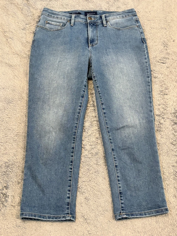 Pantalones de mezclilla Charter Club para mujer 10 Bristol capri azules elásticos cremallera mosca Foto 1 de 4