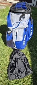 Cobra Fly XL CARTBAG 14-WEGE-TEILER GOLF BLAU WEISS & Regenschutz leicht - Bild 1 von 10