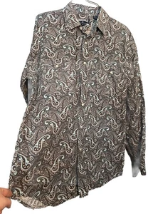 Panhandle Western Hemd Herren Medium Pearl Snap grau blau Paisley Cowboy Rodeo - Bild 1 von 8