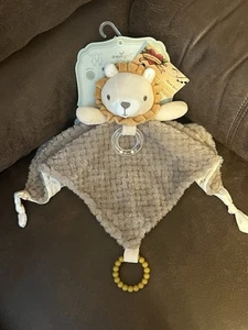 DREAM GRO LION Security Blanket Teether Rattle Waffle-Fur Tan Brown Mane Tied En - Picture 1 of 7