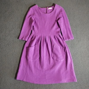 Whistles Dress Size 10 Purple Tessa Shift Textured Pleated Pocket Stretch Waffle - Picture 1 of 18