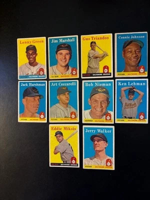 1958 Topps бейсбол лот из 10 различных ВСЕ ORIOLES. Хорошо для Vg-Ex. Gus Triandos - Изображение 1 из 4