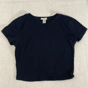 Bozzolo Crop Top Damen L Schwarz Stretch Kurzarm Rundhals Pullover Freizeit - Bild 1 von 7