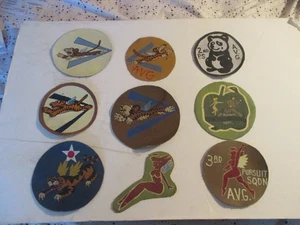 WWII AVG/USAAF FLYING TIGER NINE  PATCH LOT (C) - Picture 1 of 4