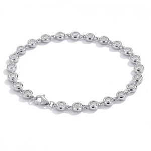 Full 3mm Round Cut Moissanite Bubble Bracelet 925 Sterling Silver Women Chain - Picture 1 of 13