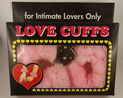 LOVE CUFFS Metallhandschellen mit Schlüssel mit rosa Plüsch ummantelt - NEU OVP - Bild 1 von 3