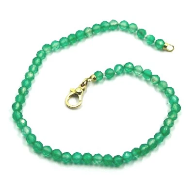 PULSEIRA DE CONTAS DE OURO AMARELO 18K 8,3" 21cm, DIÂMETRO DE ÁGATA VERDE FACETADA 3mm - Imagem 1 de 4
