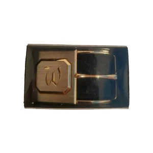 VINTAGE SWANK INITIAL LETTER ( W ) SMALL SIZE BELT BUCKLE -DUAL TONE. UNUSED. - Picture 1 of 4