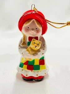 Ornament - Vintage Mädchen hält Kätzchen - Bild 1 von 3