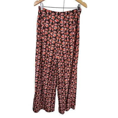 Flying Tomato Palazzo Pants Size Large Rust Leaf Printed Red High Rise Wide Leg - Image 1 of 4
