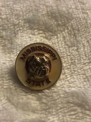 Vintage Mississipi State Bulldogs label pin mascot football basketball - Image 1 of 2