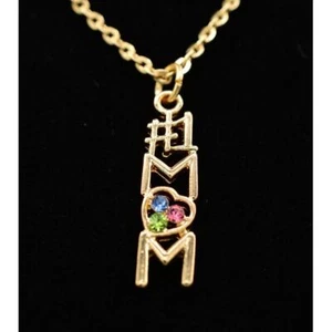 Vintage #1 Mama Anhänger Halskette Nummer Eins Gold Herz Muttertag 80er Bin1D - Bild 1 von 12