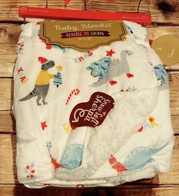 Крошечные варежки Baby одеяло Рождество динозавров шерпа 30 x 40 новый с ярлыком новый с Ярлыками подарок - Изображение 1 из 3
