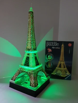 Ravensburger 3D Torre Eiffel Edizione Notturna Completo 216 Pezzi Puzzle Luci 18,5 - Immagine 1 di 4