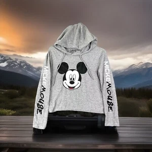Disney Mickey Mouse Hoodie Youth S Gray Graphic Print Long Sleeves Stretch - Picture 1 of 9