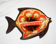 Vintage Treasure Craft Small 8 3/4" Fish Shaped Divided Candy Trinket Dish~As Is