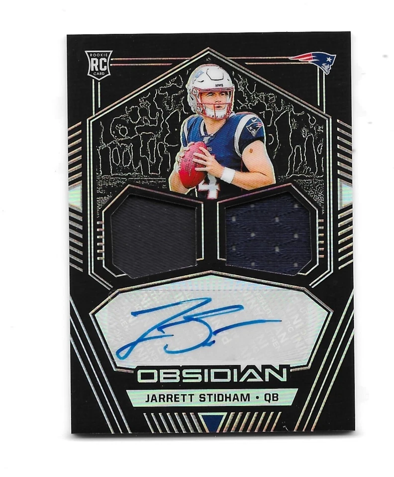 2019 Obsidian Silver Dual Jersey Auto RC Patriots Jarrett Stidham Raiders #1/150 - Image 1 of 1