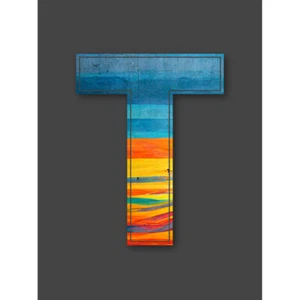 Letter T Dune Landscape Decorative Graffiti Initial Canvas Wall Art Print Poster - Bild 1 von 6