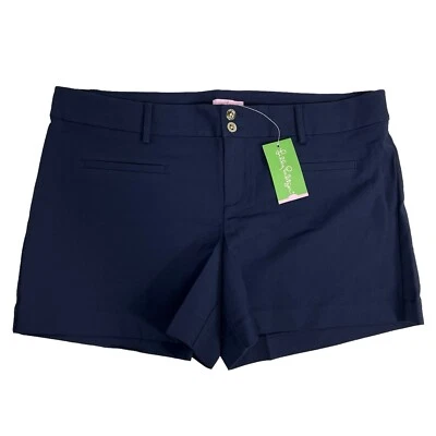 Pantalones Cortos de Cena Lilly Pulitzer Joette Elastizados Talla 14 Azul Marino Medianoche Nuevos con Etiquetas Foto 1 de 4