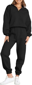 Women 2 Piece Outfits Sweatsuit Oversized Half Zip Sweatshirt Jogger Sweatpants - Picture 1 of 9