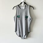 Topshop US Size 8 Tee and Cake Palm Tree Bodysuit Sequin Gray Green Tropical