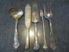 5 Antique Victorian Ornate Silver Plate Serving Piece Pastry Cake Knife Ladle +