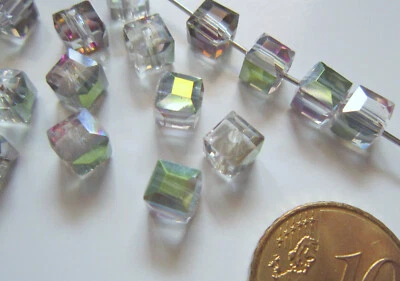 Perlas cubo cristal facetado 6 mm X 12 UNIDADES gris arcoiris abalorios - Immagine 1 di 2