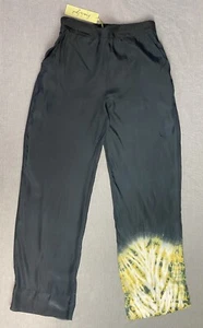 Pantalone Amanda Bond Hana seta nero oro tinta unita accento tasche elastico rifiuti L - Foto 1 di 3