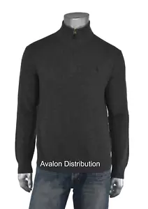Polo Ralph Lauren grau heißerfarbener Wolle Kaschmir 1/4 Reißverschluss Mockausschnitt Pullover neu - Bild 1 von 4