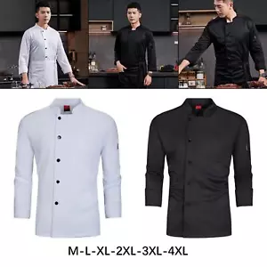 Chef Coat for Men Women Breathable Long Sleeve for Hotel Kitchen Catering - Picture 1 of 43