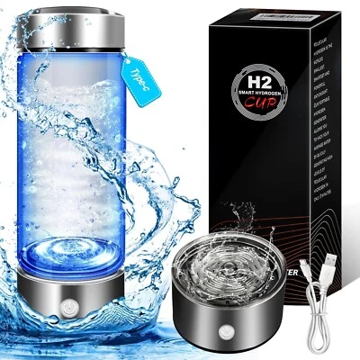 Portable Electrolysis Hydrogen Water Generator Bottle Aqua 3Min Anti-Oxidant USA - Image 1 of 4
