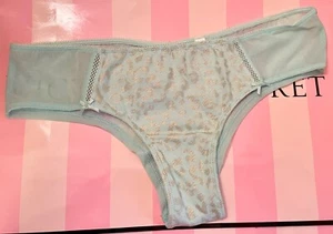 NWT VICTORIA'S SECRET PINK M AQUA GOLD LEOPARD MESH VINTAGE RARE HIPSTER PANTIES - Picture 1 of 9
