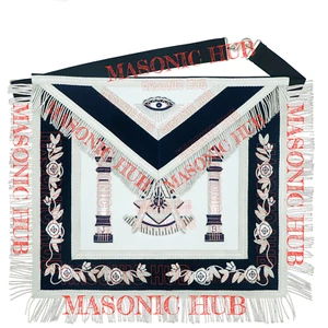 Delantal de cuero de piel de cordero maestro pasado masónico - Regalia masónica bordada a mano - Imagen 1 de 6