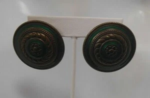 Pendientes perforados circulares grandes de esmalte verde ligeros - Imagen 1 de 2
