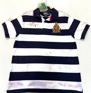 🔥POLO by RALPH LAUREN CUSTOM FIT MEN'S SHIRT WHITE/NAVY COTTON Mesh LARGE - Picture 1 of 15