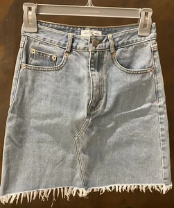 TEE INK Clothes Raw Light Blue Denim Mini Skirt Ladies Size 6 BNWT RRP 84.95 - Picture 1 of 9