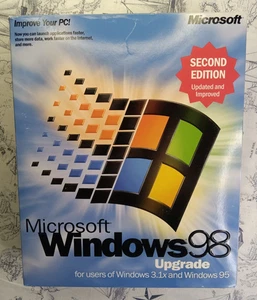 Microsoft Windows 98 Upgrade Second Edition PC CD-ROM 1999 Big Box Software - Picture 1 of 4