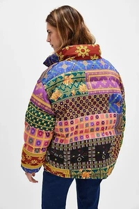 Free People Found Ayubia Printed Tapestry Patchwork Puffer Jacket  XL NWT - Picture 1 of 10