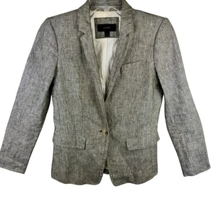 Blazer J Crew Mujer Talla 2 Lino Un Botón Marrón Chaqueta Trabajo Carrera - Imagen 1 de 4