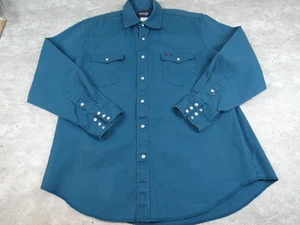 Wrangler Hemd Herren XL türkis grün schwere Baumwolle Passepartie Western Cowboy Perlen Druckknopf - Bild 1 von 10