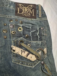 D&M Women's Boot Cut Jeans Size 30 Denim Stylish Eyelet Detail - Picture 1 of 10